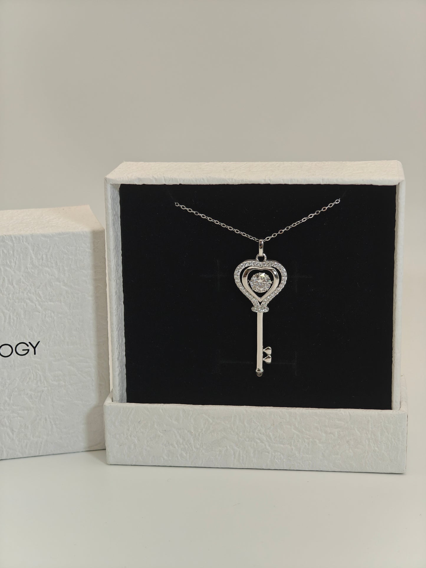 Fairy Tale Gate Key Moissanite Necklace – 925 Silver Platinum Plated