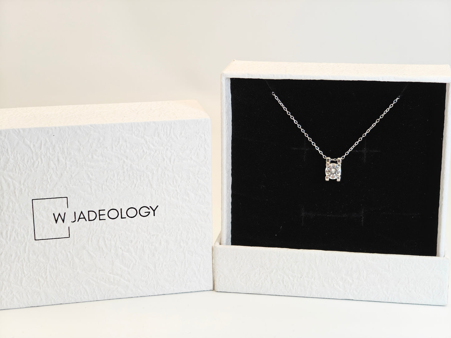 Radiant Solitaire Moissanite Necklace – 1 Carat, 925 Silver Platinum Plated 