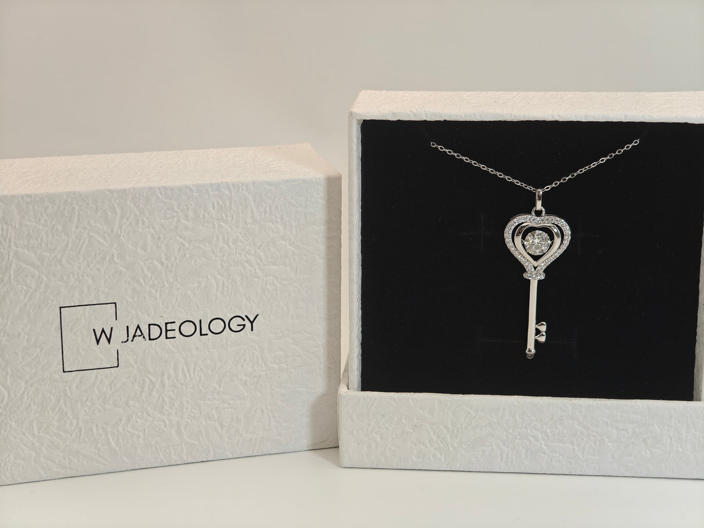 Fairy Tale Gate Key Moissanite Necklace – 925 Silver Platinum Plated