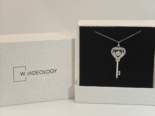 Fairy Tale Gate Key Moissanite Necklace – 925 Silver Platinum Plated
