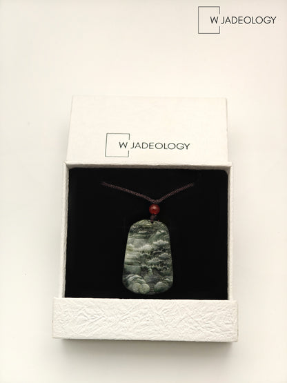 Natural Jade Landscape Pendant Necklace