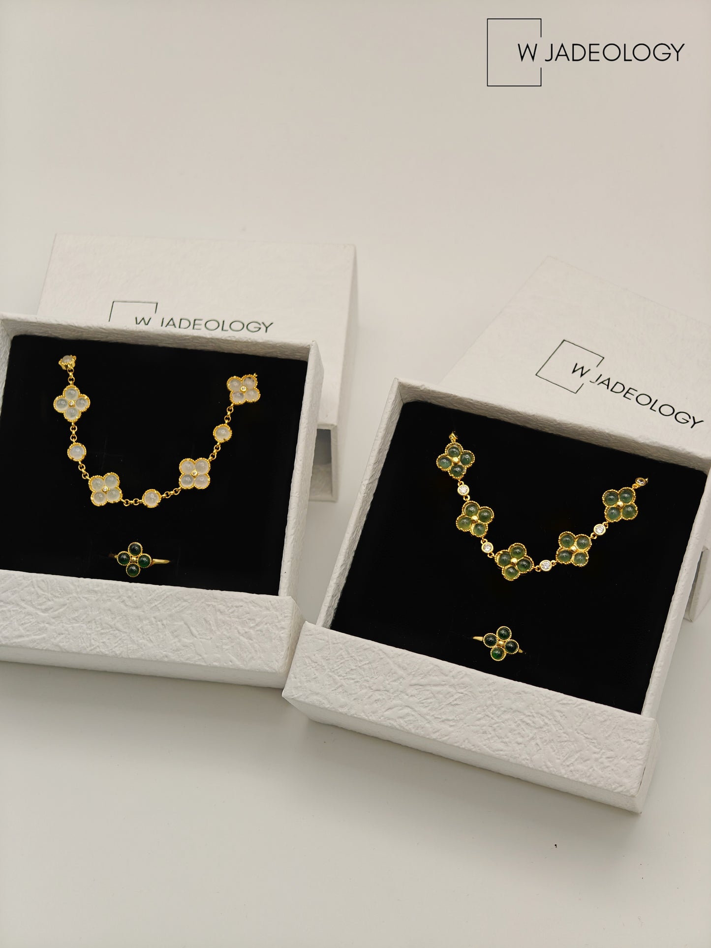 Jade Four-Leaf Clover Jewelry Set