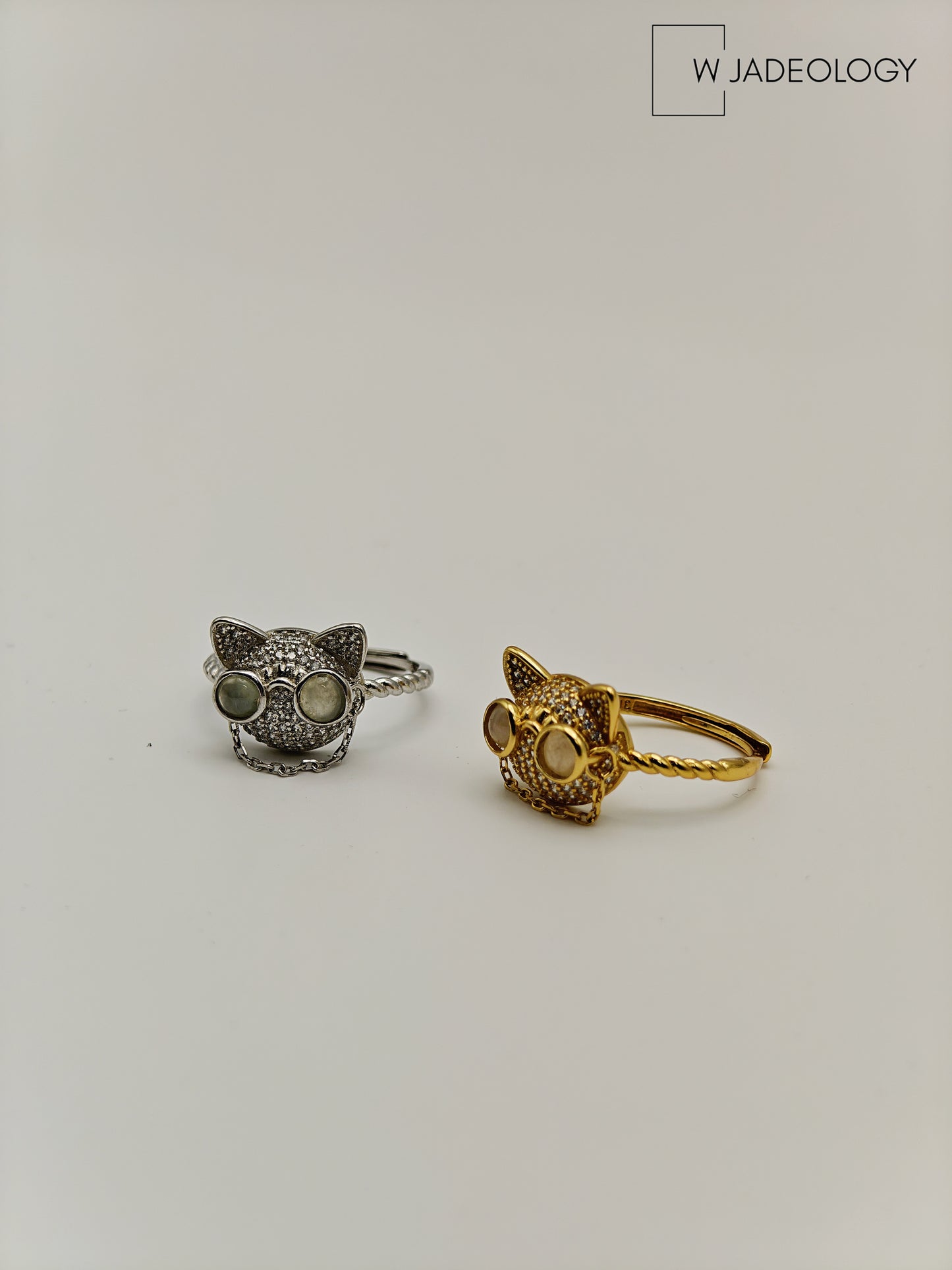 Cat-Inspired Jade Rings