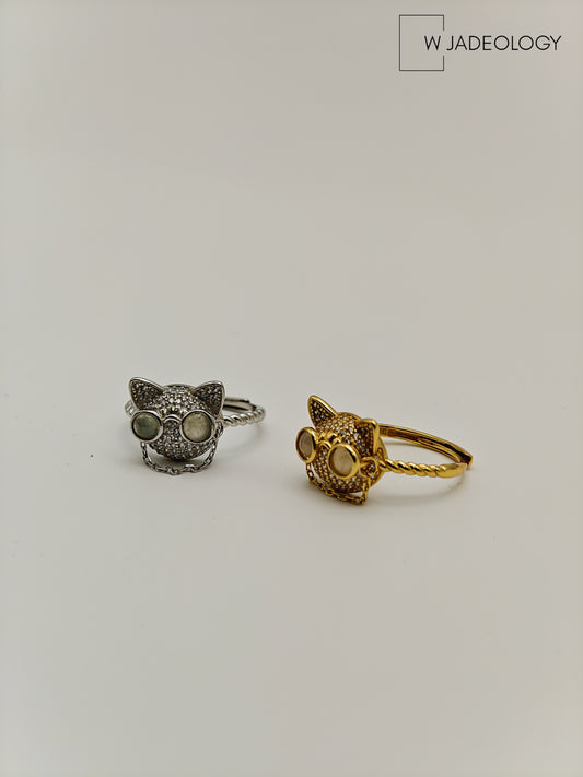 Cat-Inspired Jade Rings