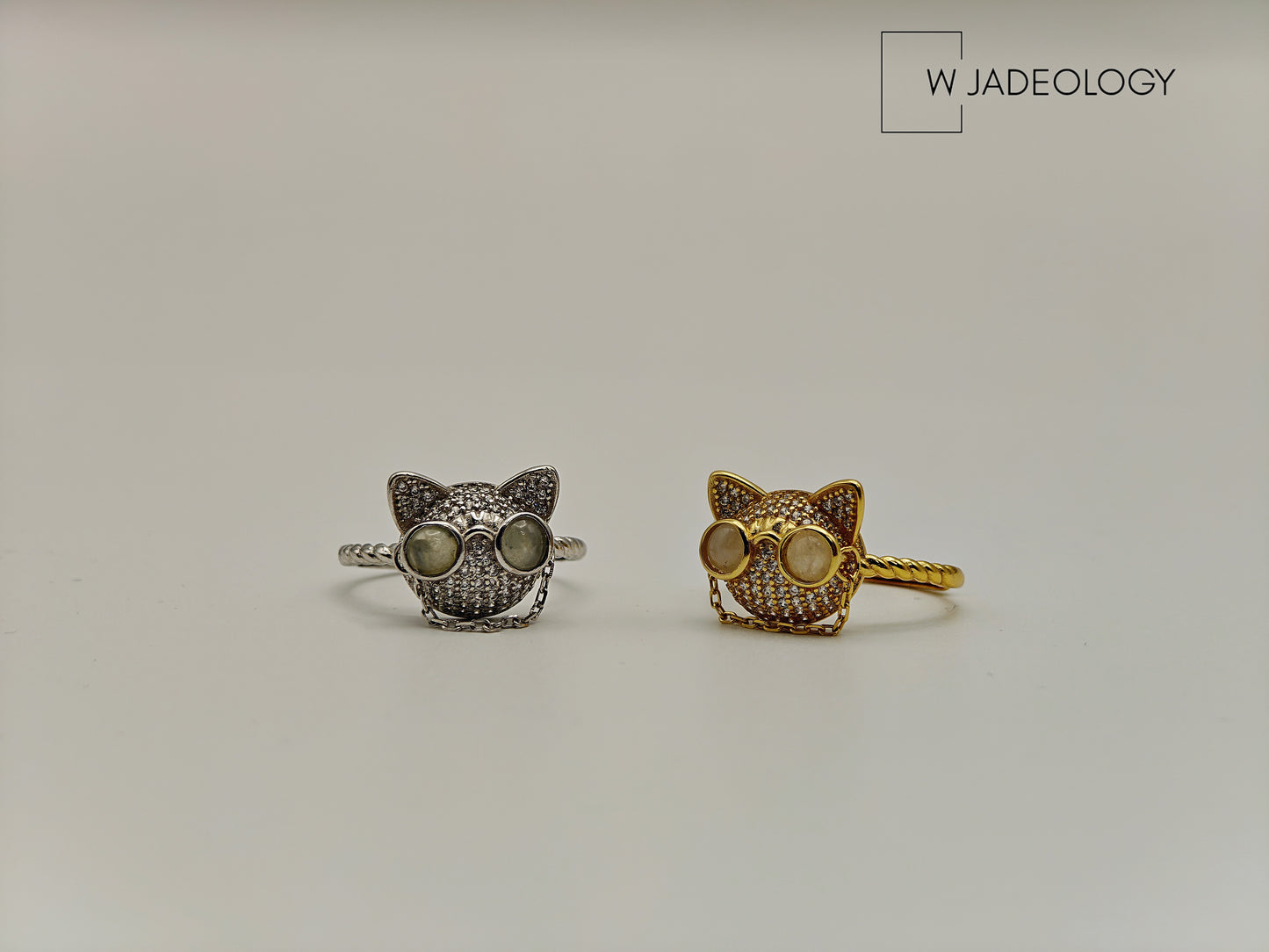 Cat-Inspired Jade Rings