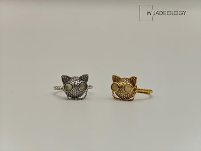 Cat-Inspired Jade Rings