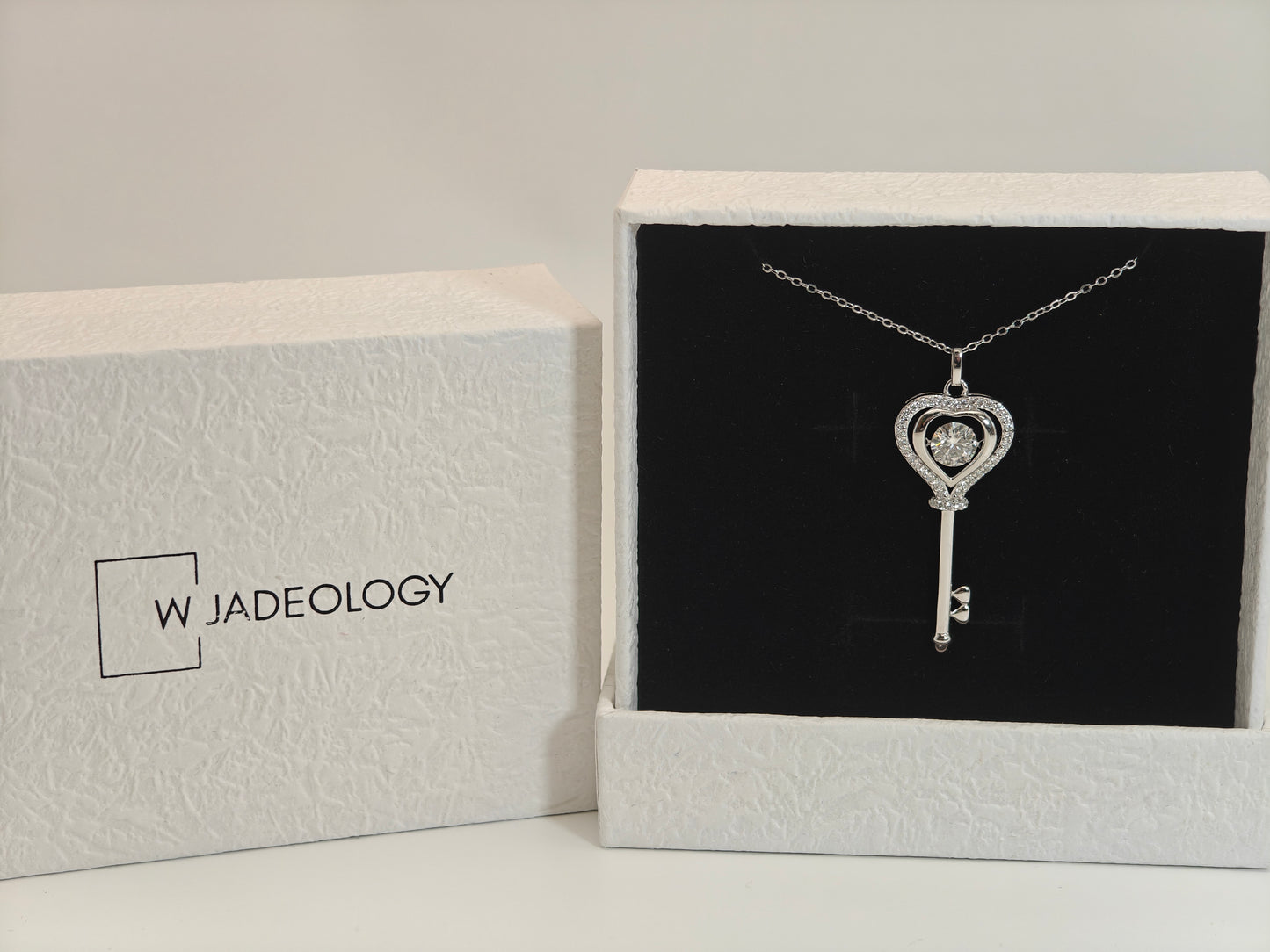 Fairy Tale Gate Key Moissanite Necklace – 925 Silver Platinum Plated