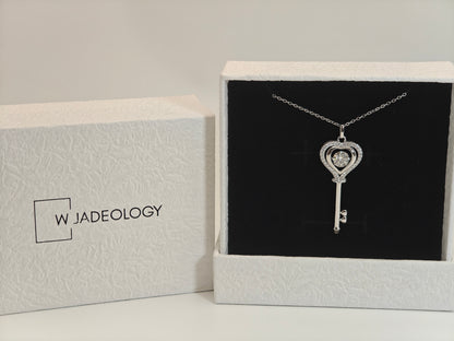Fairy Tale Gate Key Moissanite Necklace – 925 Silver Platinum Plated